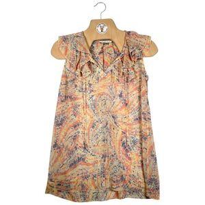 CAbi Sheer Ruffle Blouse Womens Small Paisley Sleeveless Boho Top